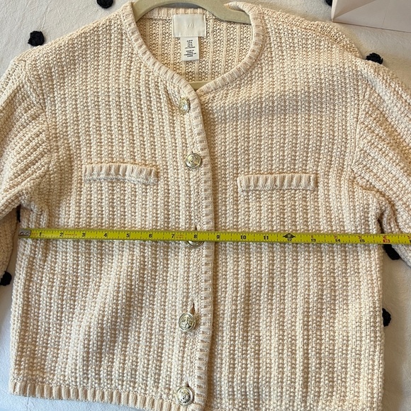 H&M Cream Short Textured-knit Cotton Blend Cardigan - Picture 10 of 10